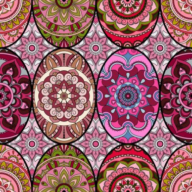 Dikişsiz Desen döşemesi mandalalar ile. Vintage dekor elementleri