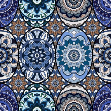 Dikişsiz Desen döşemesi mandalalar ile. Vintage dekor elementleri