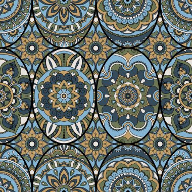 Dikişsiz Desen döşemesi mandalalar ile. Vintage dekor elementleri