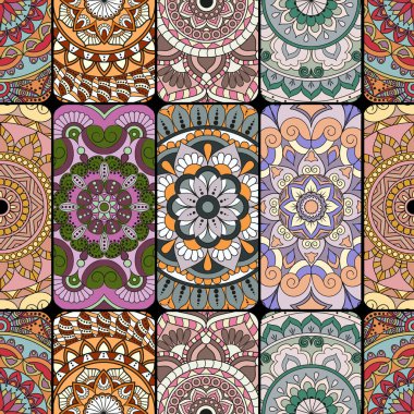 Dikişsiz Desen döşemesi mandalalar ile. Vintage dekor elementleri