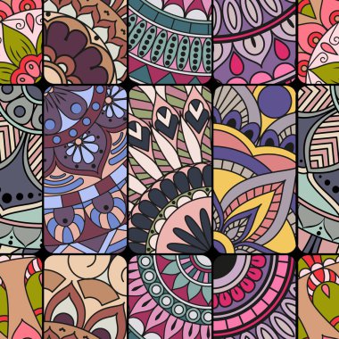 Dikişsiz Desen döşemesi mandalalar ile. Vintage dekor elementleri