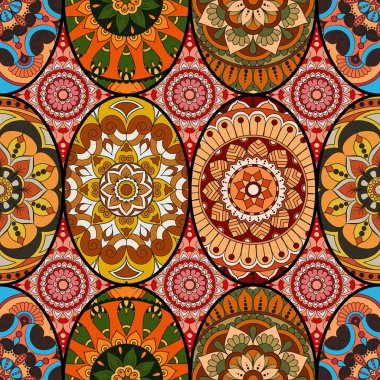 Dikişsiz Desen döşemesi mandalalar ile. Vintage dekor elementleri