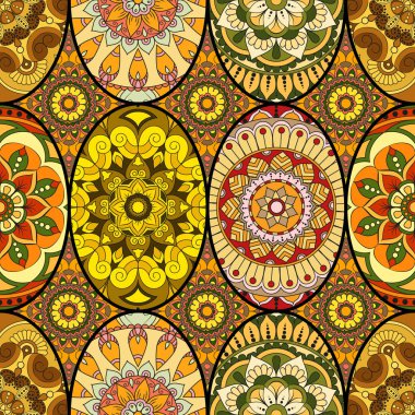 Dikişsiz Desen döşemesi mandalalar ile. Vintage dekor elementleri