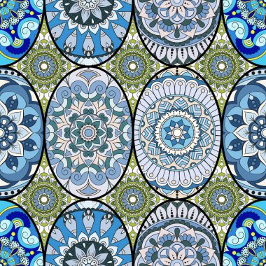 Dikişsiz Desen döşemesi mandalalar ile. Vintage dekor elementleri