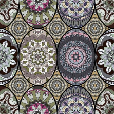 Dikişsiz Desen döşemesi mandalalar ile. Vintage dekor elementleri