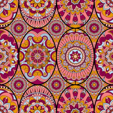 Dikişsiz Desen döşemesi mandalalar ile. Vintage dekor elementleri