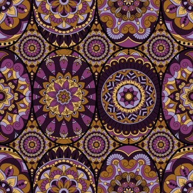 Dikişsiz Desen döşemesi mandalalar ile. Vintage dekor elementleri