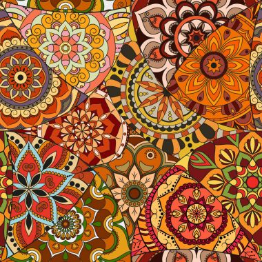 Dikişsiz Desen döşemesi mandalalar ile. Vintage dekor elementleri