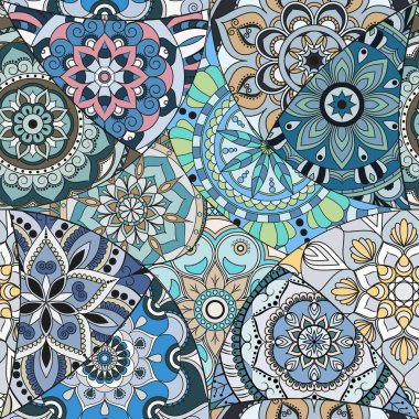 Dikişsiz Desen döşemesi mandalalar ile. Vintage dekor elementleri