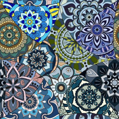 Dikişsiz Desen döşemesi mandalalar ile. Vintage dekor elementleri