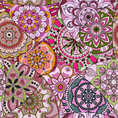 Dikişsiz Desen döşemesi mandalalar ile. Vintage dekor elementleri