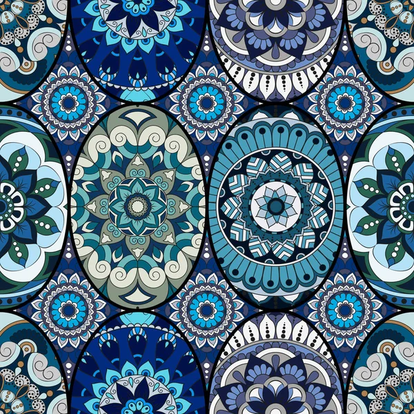 Azulejo de patrón sin costuras con mandalas. Elementos decorativos vintage — Vector de stock