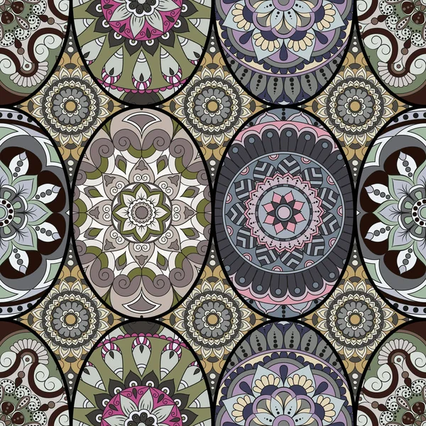 Azulejo de patrón sin costuras con mandalas. Elementos decorativos vintage — Vector de stock