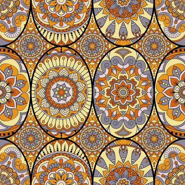 Tuile de motif sans couture avec mandalas. Éléments décoratifs vintage — Image vectorielle