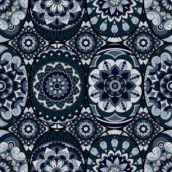 Azulejo de patrón sin costuras con mandalas. Elementos decorativos vintage — Vector de stock