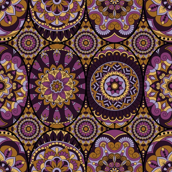 Tuile de motif sans couture avec mandalas. Éléments décoratifs vintage — Image vectorielle