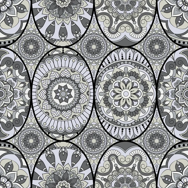 Azulejo de patrón sin costuras con mandalas. Elementos decorativos vintage — Vector de stock