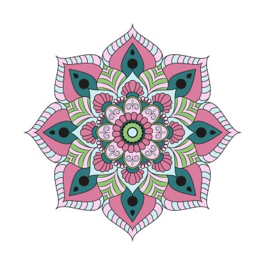 Çiçek mandalalar. Vintage dekoratif öğeler. Oryantal desen, 