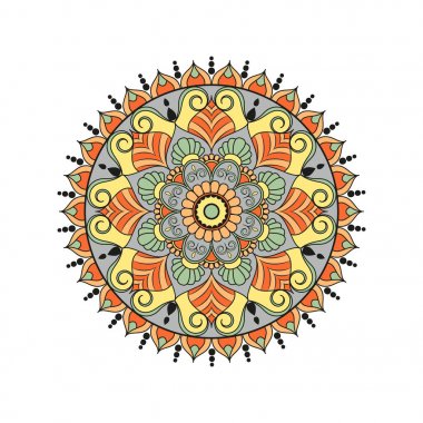 Çiçek mandalalar. Vintage dekoratif öğeler. Oryantal desen, 