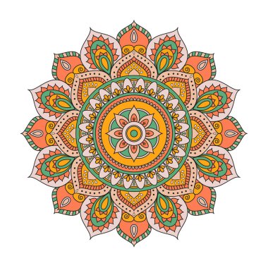 Çiçek mandalalar. Vintage dekoratif öğeler. Oryantal desen, 