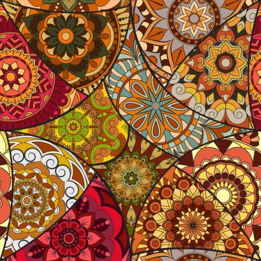 Dikişsiz Desen döşemesi mandalalar ile. Vintage dekor elementleri