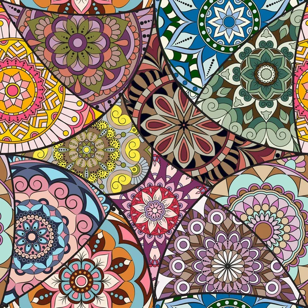 Azulejo padrão sem costura com mandalas. Elementos decorativos vintage — Vetor de Stock