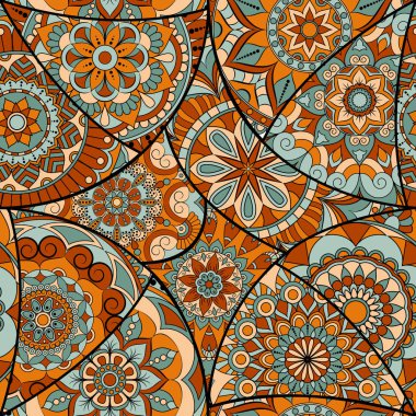 Dikişsiz Desen döşemesi mandalalar ile. Vintage dekor elementleri