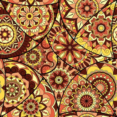 Dikişsiz Desen döşemesi mandalalar ile. Vintage dekor elementleri