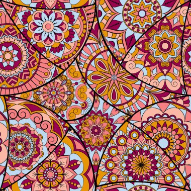 Dikişsiz Desen döşemesi mandalalar ile. Vintage dekor elementleri