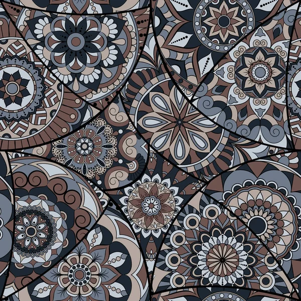 Azulejo de patrón sin costuras con mandalas. Elementos decorativos vintage — Vector de stock