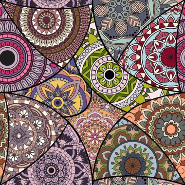 Dikişsiz Desen döşemesi mandalalar ile. Vintage dekor elementleri