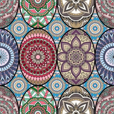 Dikişsiz Desen döşemesi mandalalar ile. Vintage dekor elementleri