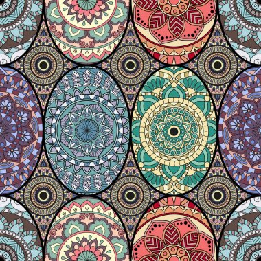 Dikişsiz Desen döşemesi mandalalar ile. Vintage dekor elementleri