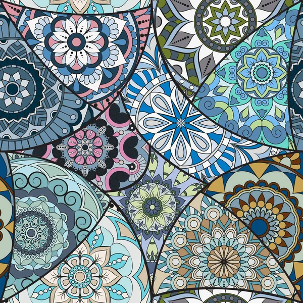 Azulejo padrão sem costura com mandalas. Elementos decorativos vintage —  Vetores de Stock