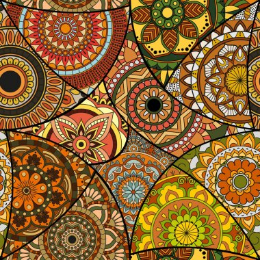 Dikişsiz Desen döşemesi mandalalar ile. Vintage dekor elementleri