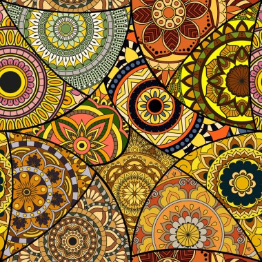 Dikişsiz Desen döşemesi mandalalar ile. Vintage dekor elementleri