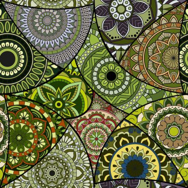 Dikişsiz Desen döşemesi mandalalar ile. Vintage dekor elementleri