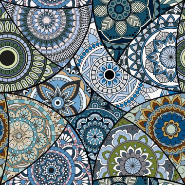 Dikişsiz Desen döşemesi mandalalar ile. Vintage dekor elementleri