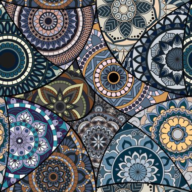 Dikişsiz Desen döşemesi mandalalar ile. Vintage dekor elementleri