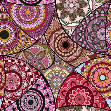 Dikişsiz Desen döşemesi mandalalar ile. Vintage dekor elementleri