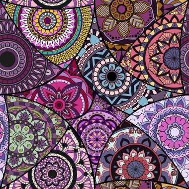 Dikişsiz Desen döşemesi mandalalar ile. Vintage dekor elementleri