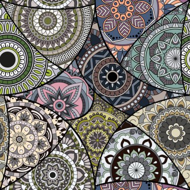 Dikişsiz Desen döşemesi mandalalar ile. Vintage dekor elementleri