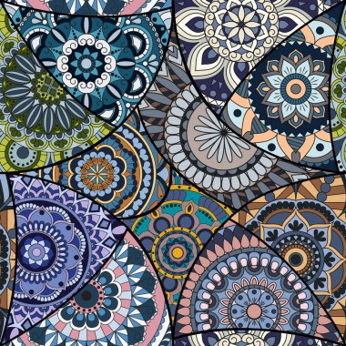 Dikişsiz Desen döşemesi mandalalar ile. Vintage dekor elementleri