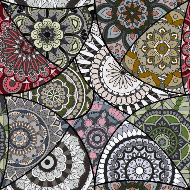 Dikişsiz Desen döşemesi mandalalar ile. Vintage dekor elementleri