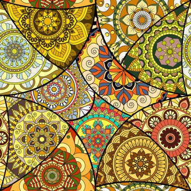 Dikişsiz Desen döşemesi mandalalar ile. Vintage dekor elementleri