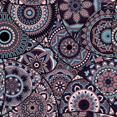 Dikişsiz Desen döşemesi mandalalar ile. Vintage dekor elementleri