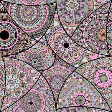 Dikişsiz Desen döşemesi mandalalar ile. Vintage dekor elementleri