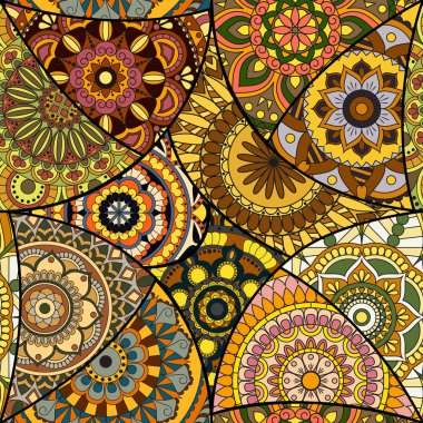 Dikişsiz Desen döşemesi mandalalar ile. Vintage dekor elementleri