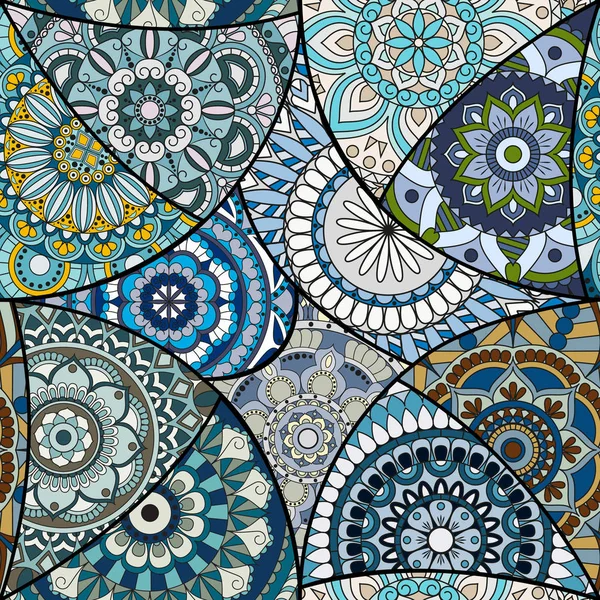 Azulejo padrão sem costura com mandalas. Elementos decorativos vintage —  Vetores de Stock