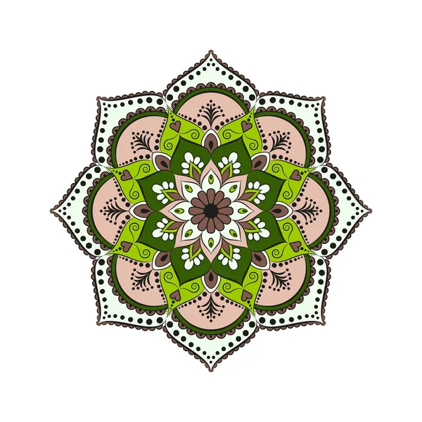 Flower Mandala. Elemen dekoratif klasik. Pola Oriental, v - Stok Vektor